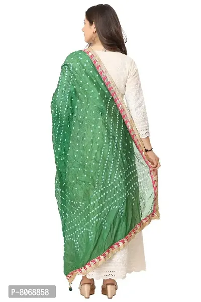 ENDFASHION bandhani dupattas For womens Art silk bandhej dupatta with gota patti Lace (PARROT GREEN)-thumb2