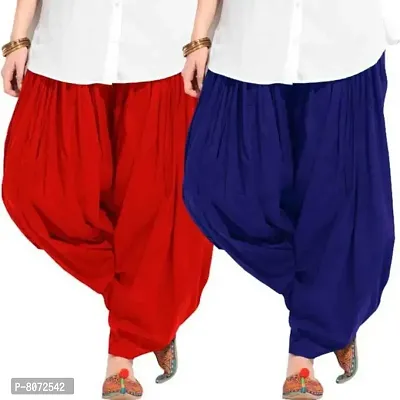 ENDFASHION Woman's Plain Cotton SEMI Patiala Salwar Combo of 2 Patiala Free Size || Patiala || SEMI Patiala || Patiala Pants || Patiala Combo || Patiyala || Multicolor (Cotton, RED-RoyalBlue)-thumb0