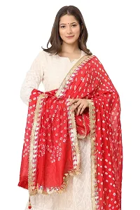 ENDFASHION bandhani dupattas For womens Art silk bandhej dupatta with gota patti Lace (RED)-thumb3