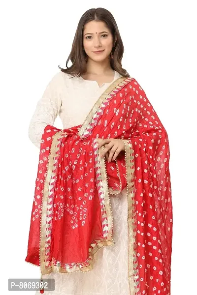 ENDFASHION bandhani dupattas For womens Art silk bandhej dupatta with gota patti Lace (RED)-thumb4