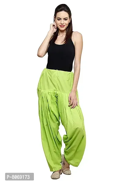 Branded Filter Product's Women Cotton Semi Patiala Salwar (Free Size) (PARROT GREEN)-thumb0