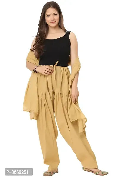 Branded Filter Products Women's Regular Fit Cotton Salwar With Dupatta Set (BFPMBPAT01_Beige_Free Size)