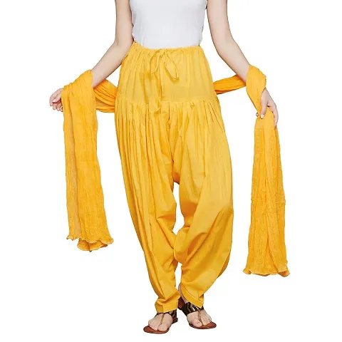 Stylish Cotton Solid Salwar with Dupatta Set for Women