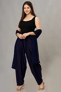 ENDFASHION Woman's Plain Cotton Patiala Salwar with Dupatta || Patiala Salwar|| Cotton Patiala Salwar|| Salwar|| Patiala|| Free Size (Navy Blue)-thumb3