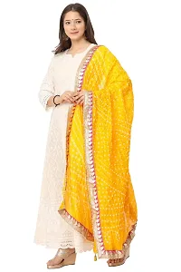 ENDFASHION bandhani dupattas For womens Art silk bandhej dupatta with gota patti Lace (MUSTERD YELLOW)-thumb1