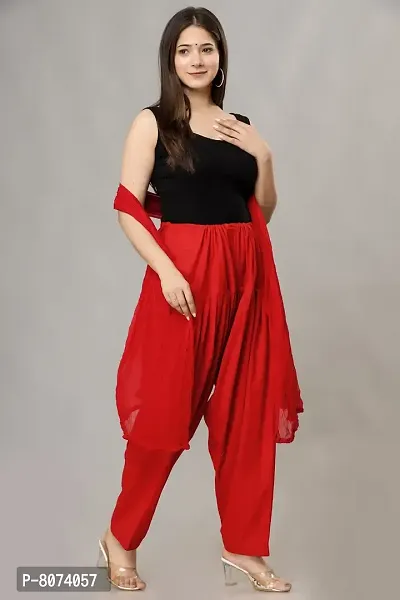 ENDFASHION Woman's Plain Cotton Patiala Salwar with Dupatta || Patiala Salwar|| Cotton Patiala Salwar|| Salwar|| Patiala|| Free Size (RED)-thumb3