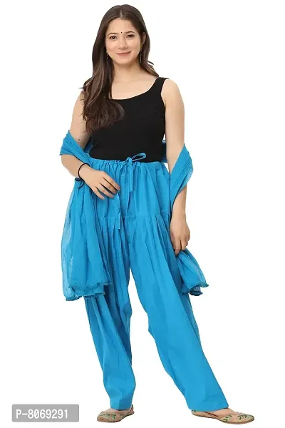 ENDFASHION Women's Cotton Solid Patiala Salwar with Dupatta (Free Size) (Sky Blue)