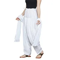 Branded Filter Products Women's Cotton Traditional Semi Patiala Salwar with Dupatta Set (Free Size, White)-thumb3