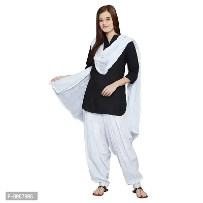 Branded Filter Products Women's Cotton Traditional Semi Patiala Salwar with Dupatta Set (Free Size, White)