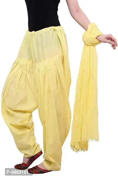 BRANDED FILTER PRODUCT'S Women's Readymade Patiala Salwar With Dupatta Set (Free Size) (LEMON-YELLOW)-thumb3