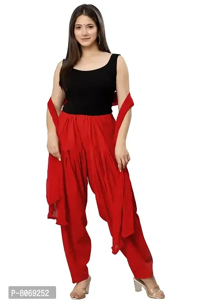 ENDFASHION Women's Cotton Solid Patiala Salwar with Dupatta (Free Size) (RED)