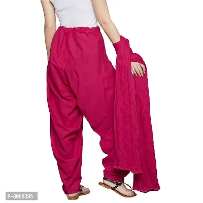 Branded Filter Products Women's Cotton Plain Traditional Punjabi Patiala Pant with Dupatta Set (Free Size; Dark Pink)-thumb3