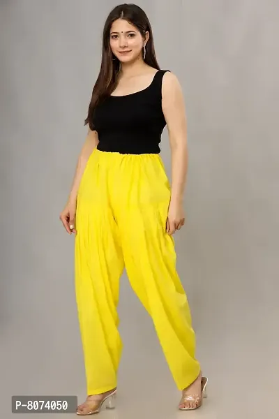 ENDFASHION Woman's Plain Cotton Patiala Salwar with Dupatta || Free Size (Lemon Yellow)-thumb5