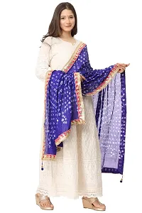 ENDFASHION bandhani dupattas For womens Art silk bandhej dupatta with gota patti Lace (ROYAL BLUE)-thumb3