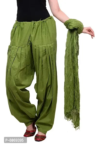 Branded Filter Products Women's Regular Fit Cotton Patiala Salwar With Dupatta Set (BFPMBPAT01_Mehendi Green_Free Size)-thumb0