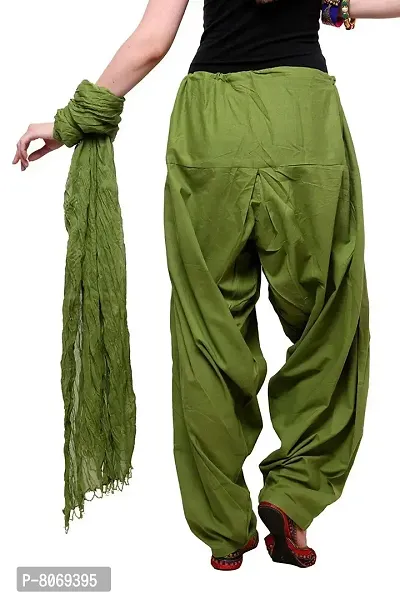 Branded Filter Products Women's Regular Fit Cotton Patiala Salwar With Dupatta Set (BFPMBPAT01_Mehendi Green_Free Size)-thumb2