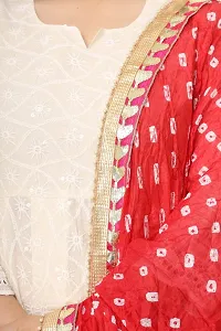 ENDFASHION bandhani dupattas For womens Art silk bandhej dupatta with gota patti Lace (RED)-thumb4