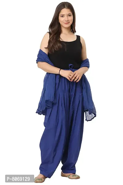 ENDFASHION Women's Cotton Solid Patiala Salwar with Dupatta (Free Size) (Blue)-thumb4
