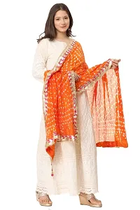 ENDFASHION bandhani dupattas For womens Art silk bandhej dupatta with gota patti Lace (ORANGE)-thumb2