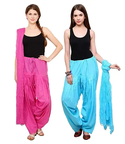 Stylish Cotton Solid Salwar with Dupatta for Women Pack of 2