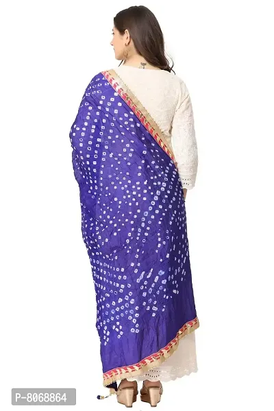 ENDFASHION bandhani dupattas For womens Art silk bandhej dupatta with gota patti Lace (ROYAL BLUE)-thumb2