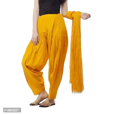 Branded Filter Products Women's Regular Fit Cotton Patiala Salwar With Dupatta Set (BFPMBPAT01_Yellow_Free Size)