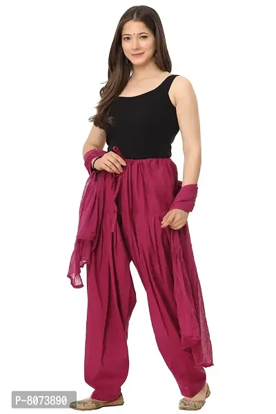 ENDFASHION Woman's Plain Cotton SEMI Patiala Salwar with Dupatta Free Size || Patiala || SEMI Patiala || Patiala with Dupatta || Patiala Pants || Multicolour (Wine)-thumb4