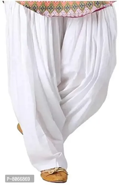 Women's Semi Cotton Patiala Salwar (Free Size, White)