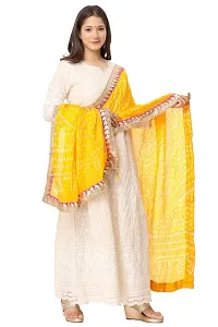 ENDFASHION bandhani dupattas For womens Art silk bandhej dupatta with gota patti Lace (MANGO YELLOE)-thumb2