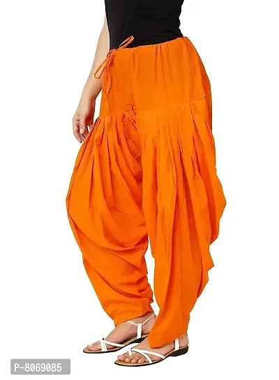 ENDFASHION Woman Cotton Patiala Salwar Pants for Women/Girls Bottom Combo Pack of 3 - Free Size (Cotton, Orange,White&Black)-thumb3
