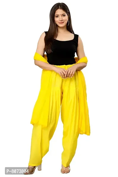 ENDFASHION Woman's Plain Cotton SEMI Patiala Salwar with Dupatta || Patiala || Patiyala || Patiala with Dupatta || Free Size || Multicolour (Cotton, LEMONYELLOW)-thumb0