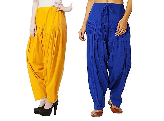 Stylish Cotton Solid Patiala Salwar For Women - Pack Of 2