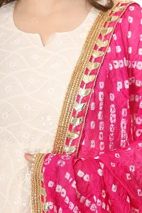 ENDFASHION bandhani dupattas For womens Art silk bandhej dupatta with gota patti Lace (RANI PINK)-thumb3