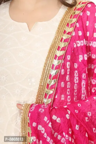 ENDFASHION bandhani dupattas For womens Art silk bandhej dupatta with gota patti Lace (RANI PINK)-thumb4