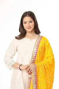 ENDFASHION bandhani dupattas For womens Art silk bandhej dupatta with gota patti Lace (MANGO YELLOE)-thumb3