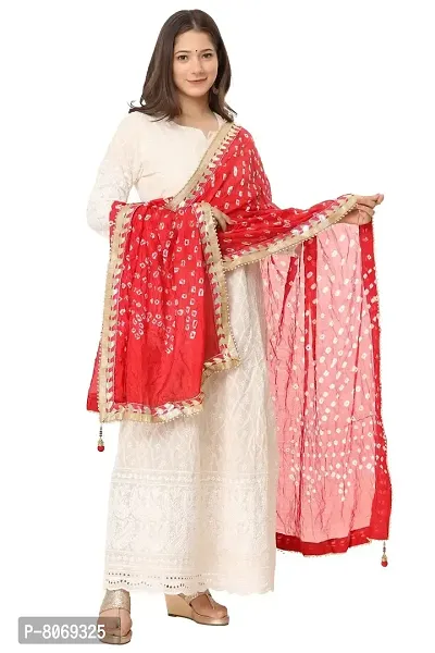 END FASHION Women's Art silk bandhani bandhej Solid dupatta with gota patti Lace (DARK RED, 2.25)-thumb3