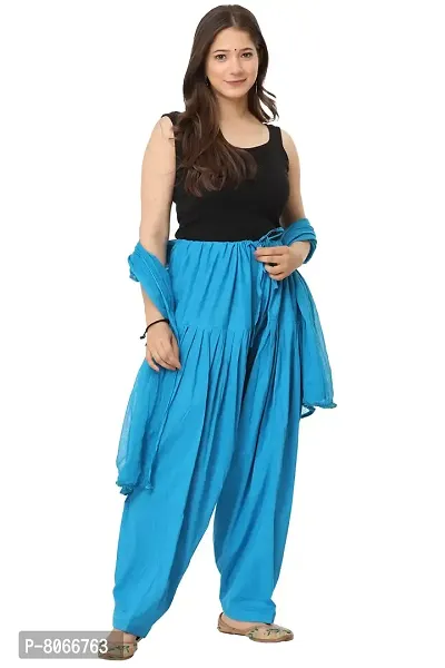 Mango People Women's Regular Fit Cotton Patiala Salwar With Dupatta (Turquoise_Free Size)