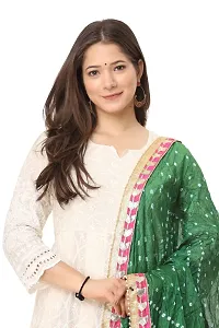 ENDFASHION bandhani dupattas For womens Art silk bandhej dupatta with gota patti Lace (PARROT GREEN)-thumb4