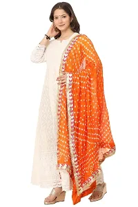 ENDFASHION bandhani dupattas For womens Art silk bandhej dupatta with gota patti Lace (ORANGE)-thumb1