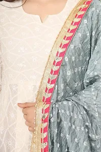 ENDFASHION bandhani dupattas For womens Art silk bandhej dupatta with gota patti Lace (GREY)-thumb3