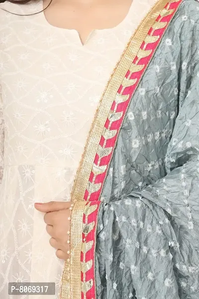 ENDFASHION bandhani dupattas For womens Art silk bandhej dupatta with gota patti Lace (GREY)-thumb4