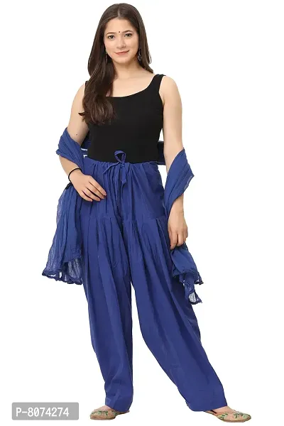 ENDFASHION Woman's Plain Cotton Patiala Salwar with Dupatta || Patiala || Patiyala || Cotton Patiala || Free Size (Royal Blue)-thumb4