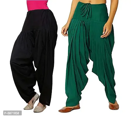 ENDFASHION Combo of 2 SEMI Patiala Salwar for Woman || Patiala || Patiala Combo || Patiyala || SEMI Patiala || Free Size (Multicolour) (Cotton, Black-Green)-thumb0