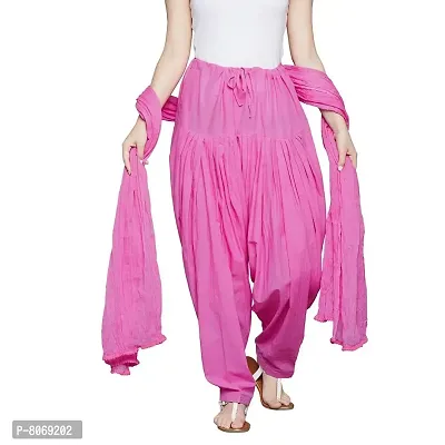 Branded Filter Products Women's Regular Fit Cotton Patiala Salwar With Dupatta Set (BFPMBPAT01_Pastel Pink_Free Size)