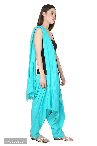 Mango People Women's Regular Fit Cotton Patiala Salwar With Dupatta (Turquoise_Free Size)-thumb3