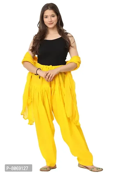 ENDFASHION Women's Cotton Solid Patiala Salwar with Dupatta (Free Size) (Yellow)-thumb0