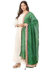 ENDFASHION bandhani dupattas For womens Art silk bandhej dupatta with gota patti Lace (PARROT GREEN)-thumb2