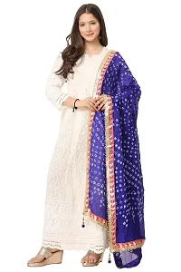 ENDFASHION bandhani dupattas For womens Art silk bandhej dupatta with gota patti Lace (ROYAL BLUE)-thumb2