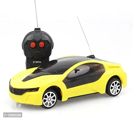 Kid Kraze Wireless Remote Control 2ch Fast Modern Car With 3D Lights (Yellow)-thumb0