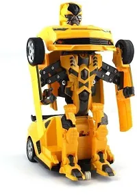 arya enterprise Robot Races Car Toy 2 in 1 Transform Car Toy with Bright Lights and Music (Yellow)-thumb1